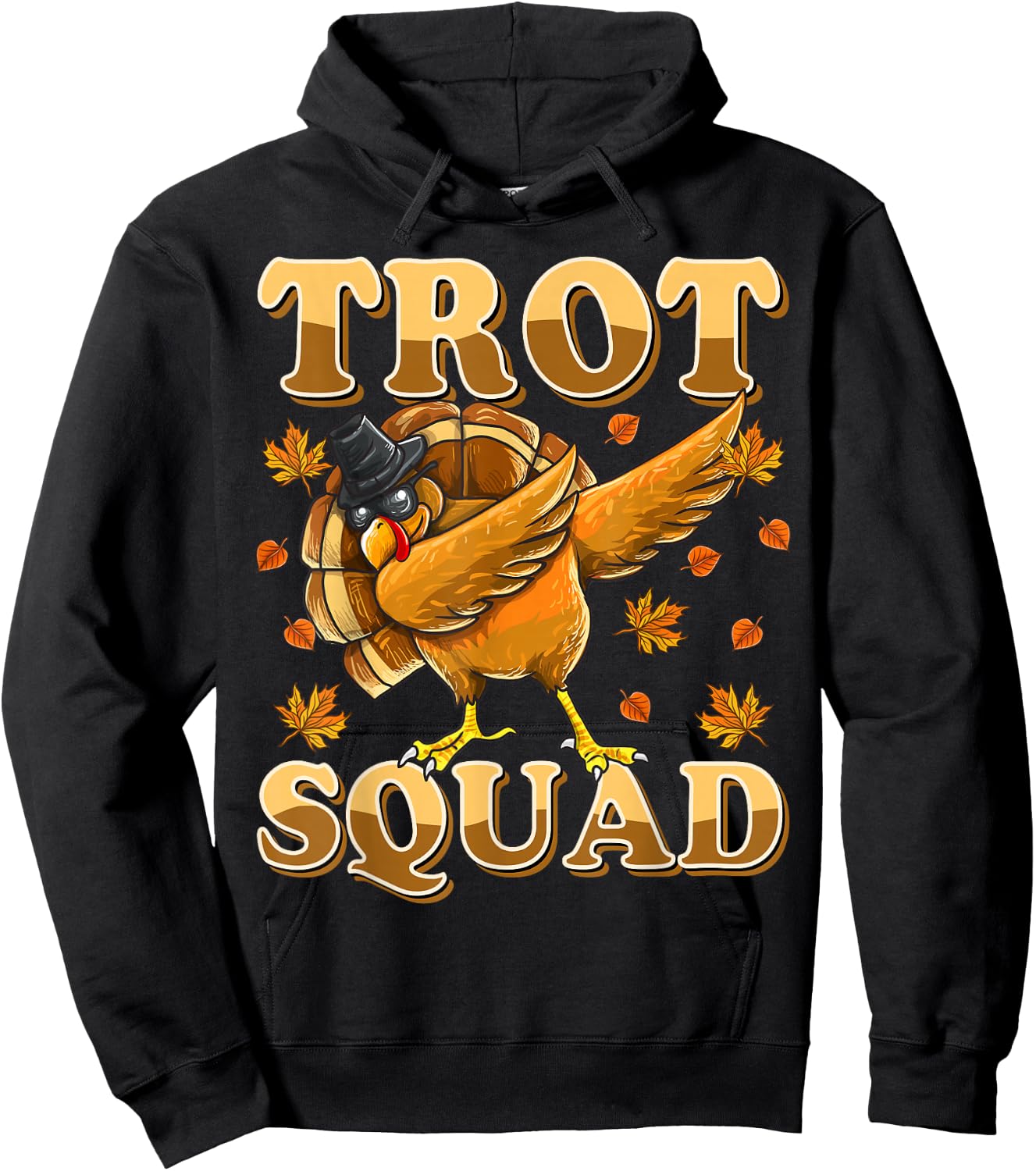 Trot Squad Dabbing Turkey Marathon Running Matching Hoodie - Hoodie | Black