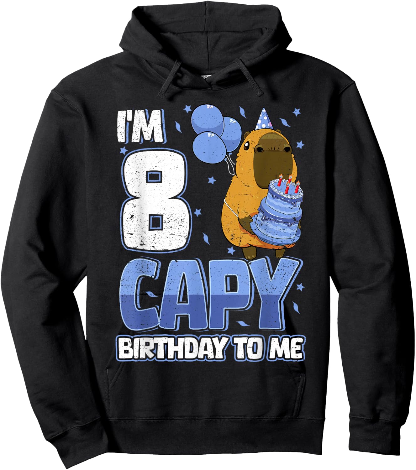 8 Years Capy Birthday to me Boys 8th Birthday Capybara Hoodie - Hoodie | Black