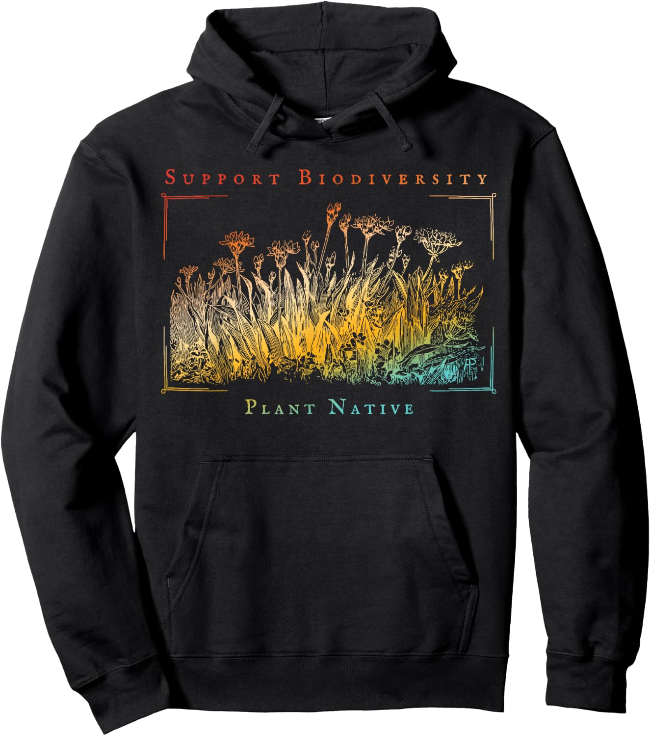 Support Biodiversity Plant Native Retro Hoodie - Hoodie | Black