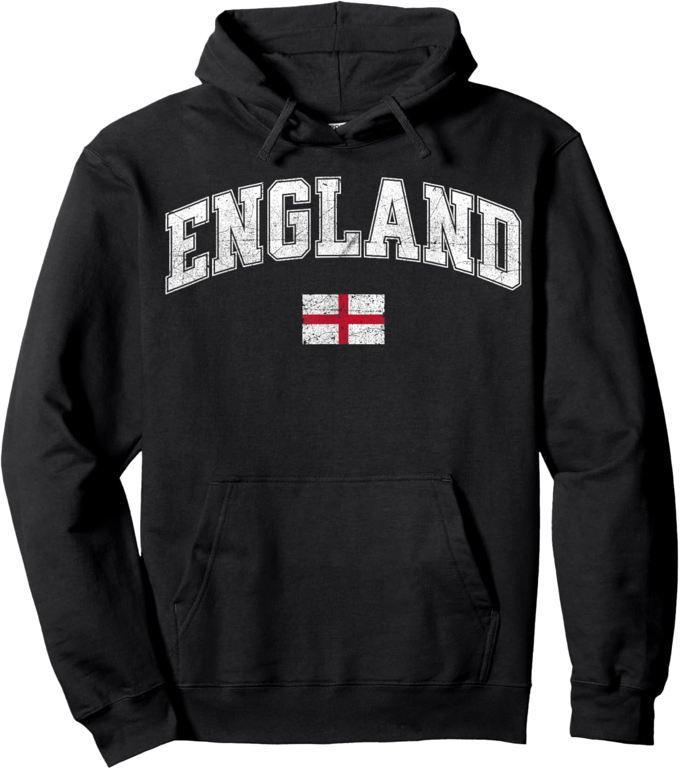 Retro Vintage England | Women Men Kids English Flag Hoodie - Hoodie | Black