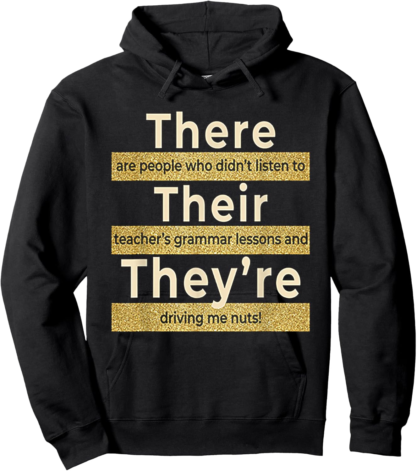There Their They're T shirt English Grammar Funny Teacher Women Hoodie - Hoodie | Black