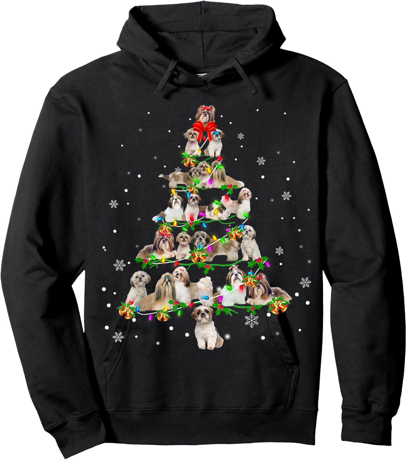Shih Tzu Christmas Tree X-Mas Gift Hoodie - Hoodie | Black