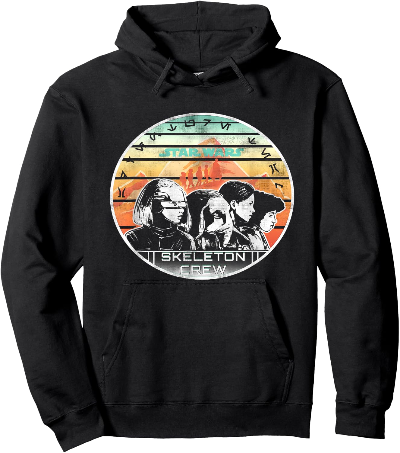 Star Wars Skeleton Crew Vintage Sunset Profiles Hoodie - Hoodie | Black