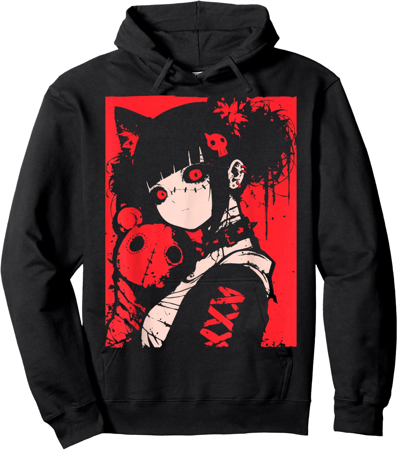 Horror Anime Manga | Japan Japanese Creepy Kawaii Goth Hoodie - Hoodie | Black