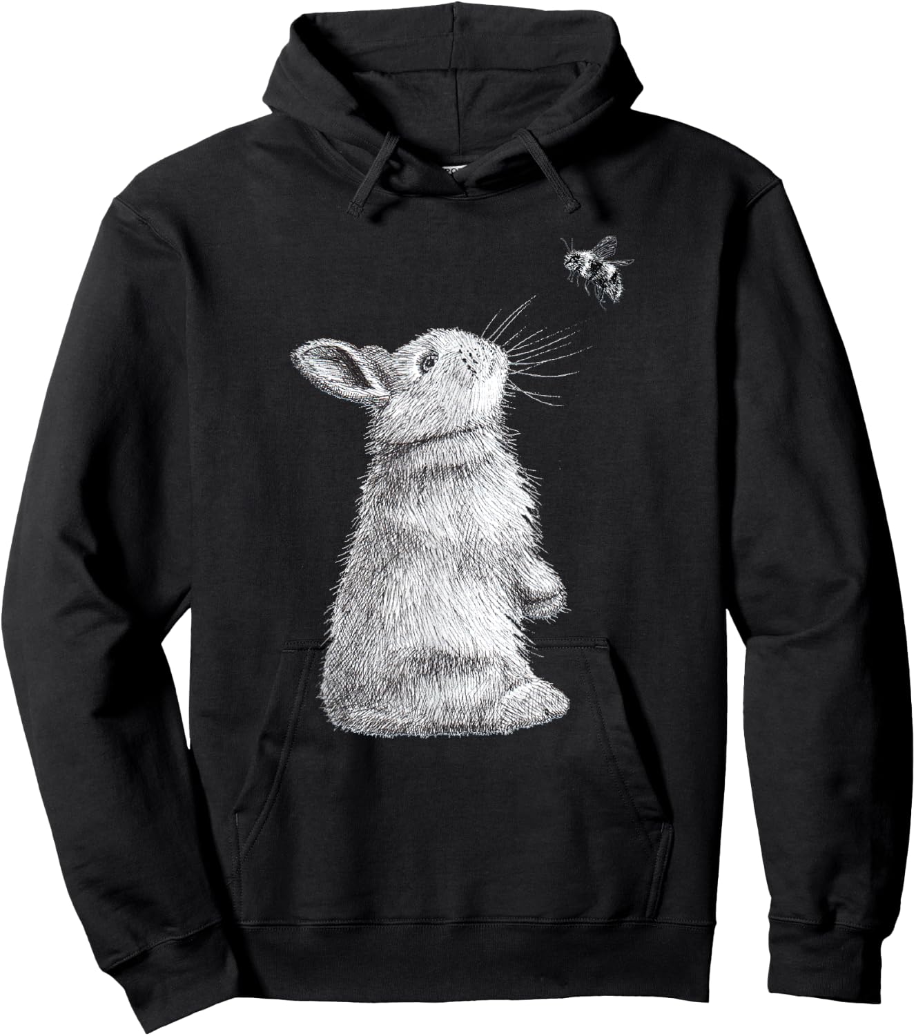 Honey Bunny Illustration Of Rabbit & Bumble Bee Hoodie - Hoodie | Black