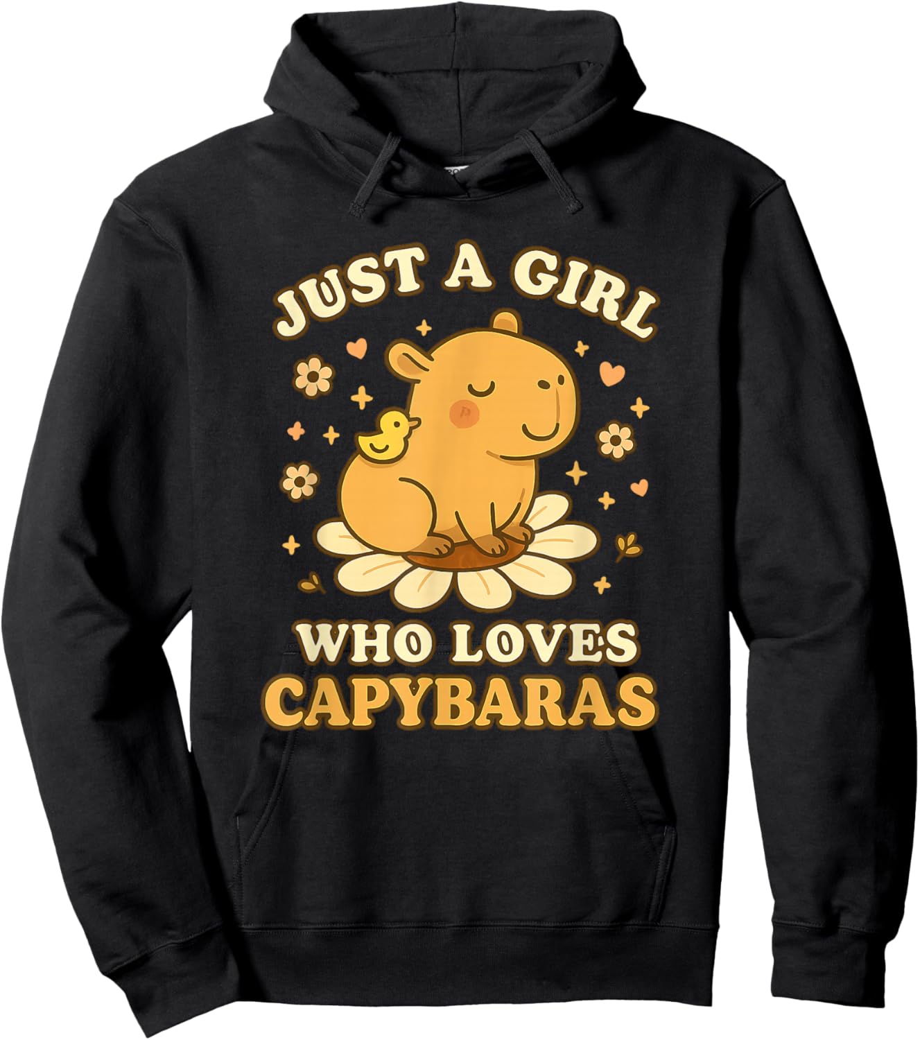 Just A Girl Who Loves Capybaras Cute Kawaii Daisy Hoodie - Hoodie | Black
