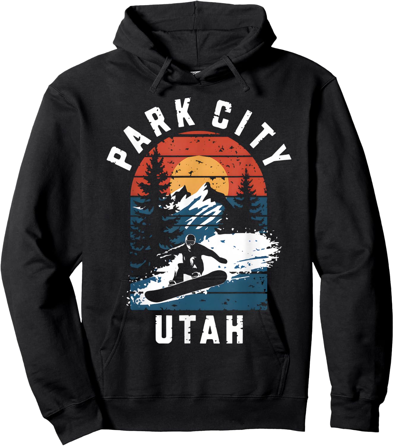 Park City Utah Snowboard Vintage Snowboarding Mountain Hoodie - Hoodie | Black