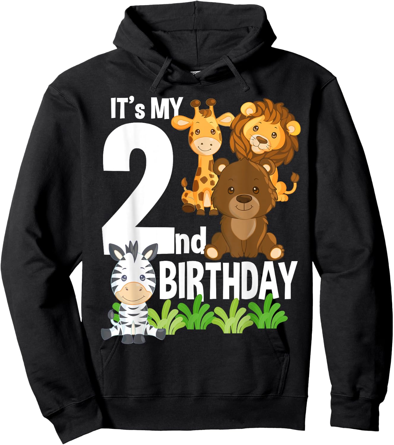 It's My 2nd Birthday Zoo Theme Birthday Safari Jungle Animal Hoodie - Hoodie | Black