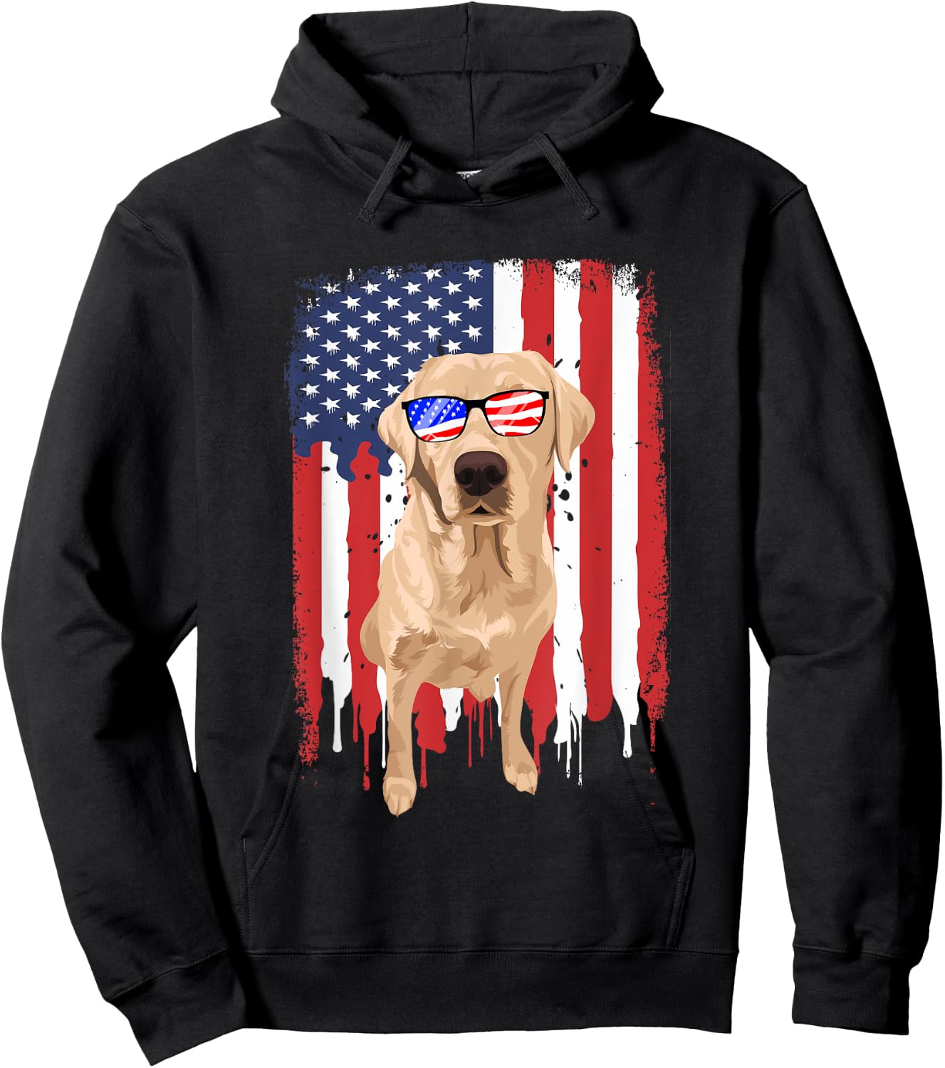 Labrador Retriever Shirt Independence Day 4th July USA Flag Hoodie - Hoodie | Black