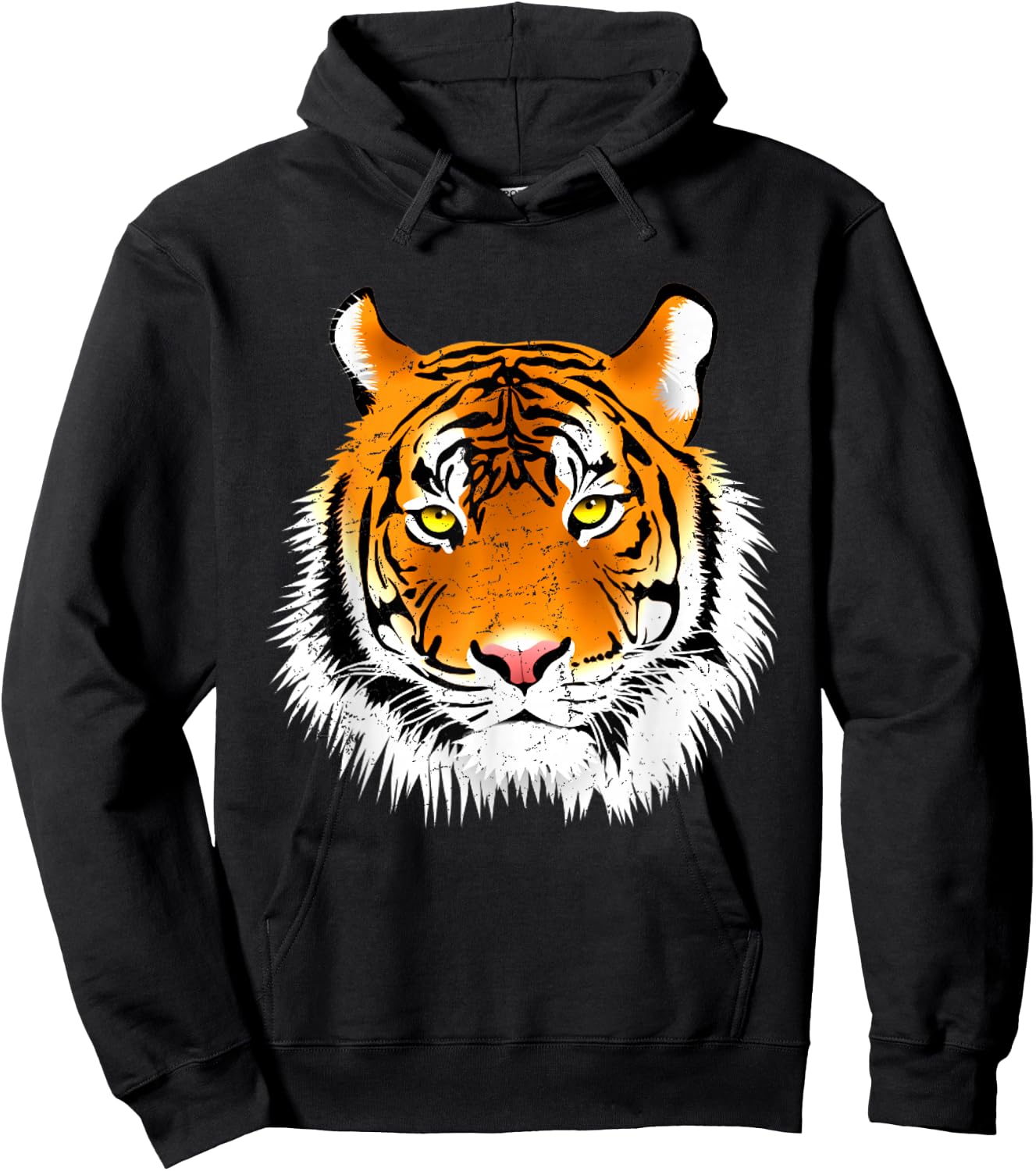 Distressed Tiger Head Design Men, Women, Boys & Girls Hoodie - Hoodie | Black