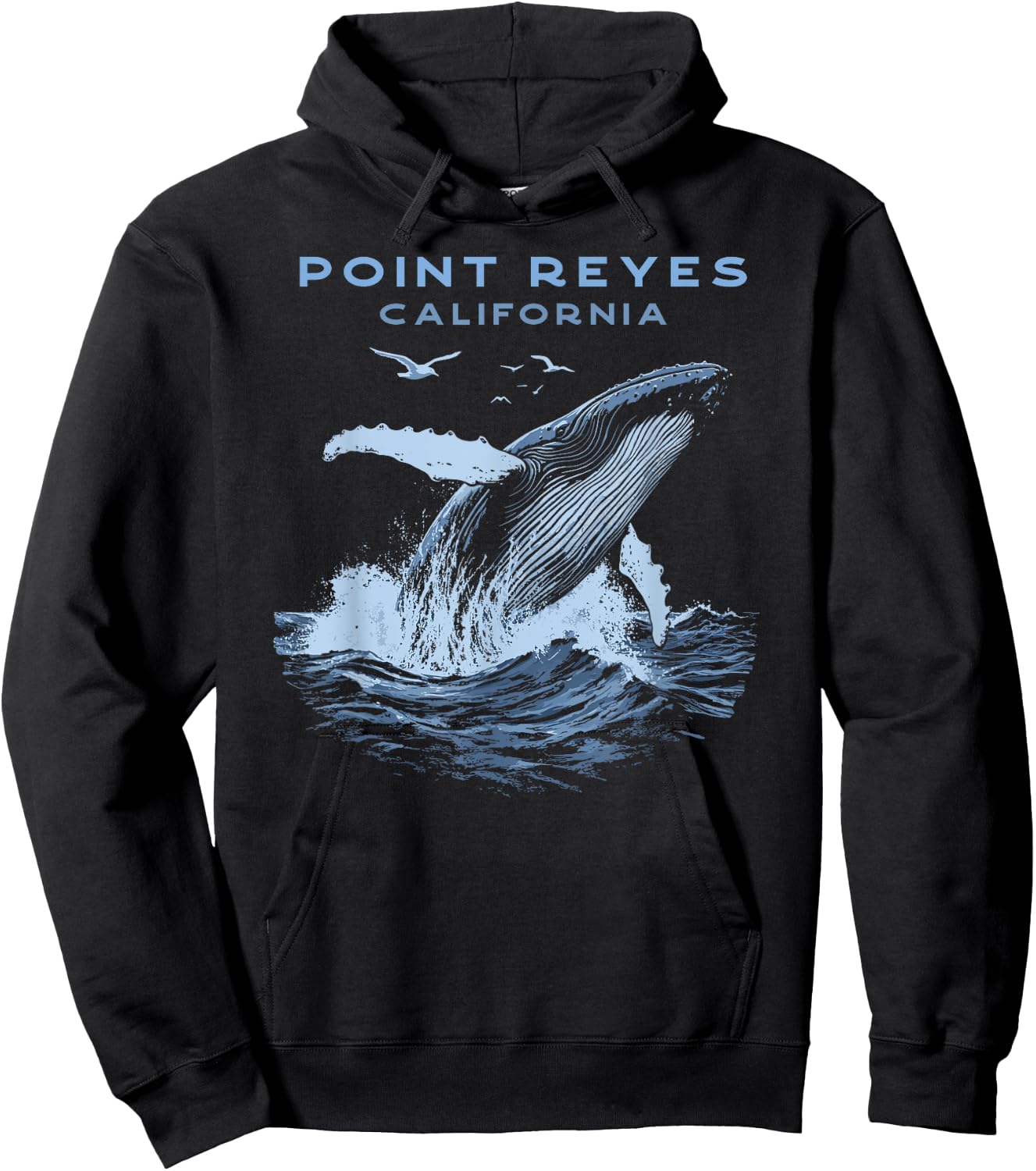 Point Reyes California Humpback Whale Hoodie - Hoodie | Black