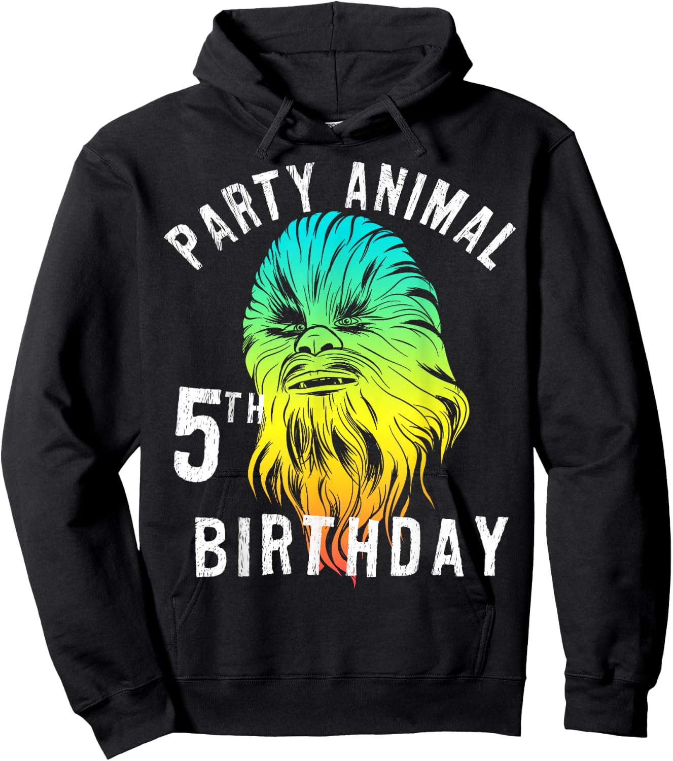 Star Wars Chewie Party Animal 5th Birthday Colorful Portrait Hoodie - Hoodie | Black
