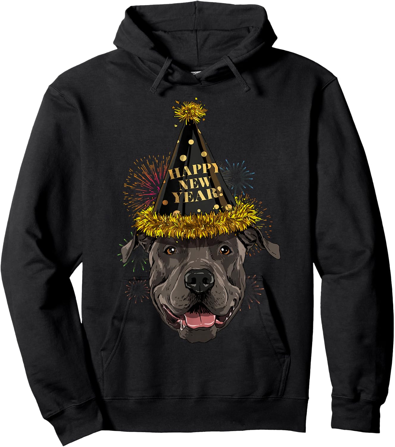 Pit Bull Happy New Year 2021 Dog New Years Eve Party Hoodie - Hoodie | Black