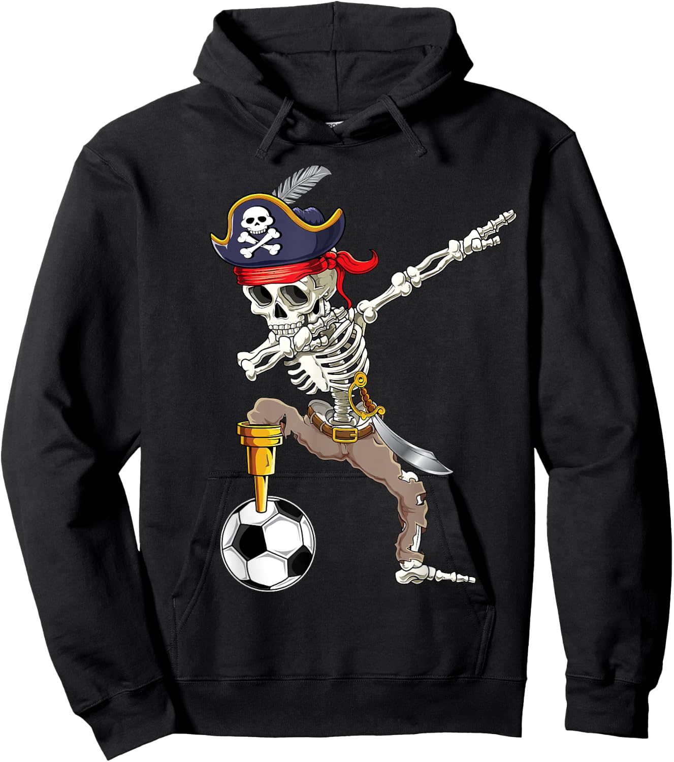 Dab Skeleton | Dabbing Skeleton Futbol Pirate Soccer Gifts Hoodie - Hoodie | Black