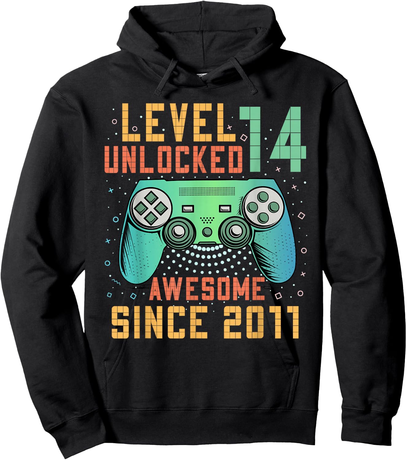 Level 14 Unlocked 14th Birthday 14 Year Old Boy Gifts Gaming Hoodie - Hoodie | Black