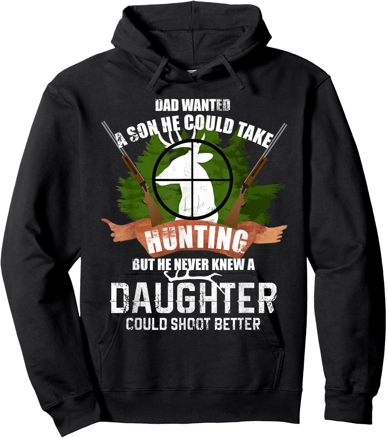 Deer Hunting Gear T Shirt Father Daughter Shirt Pro Gun Gift Hoodie - Hoodie | Black