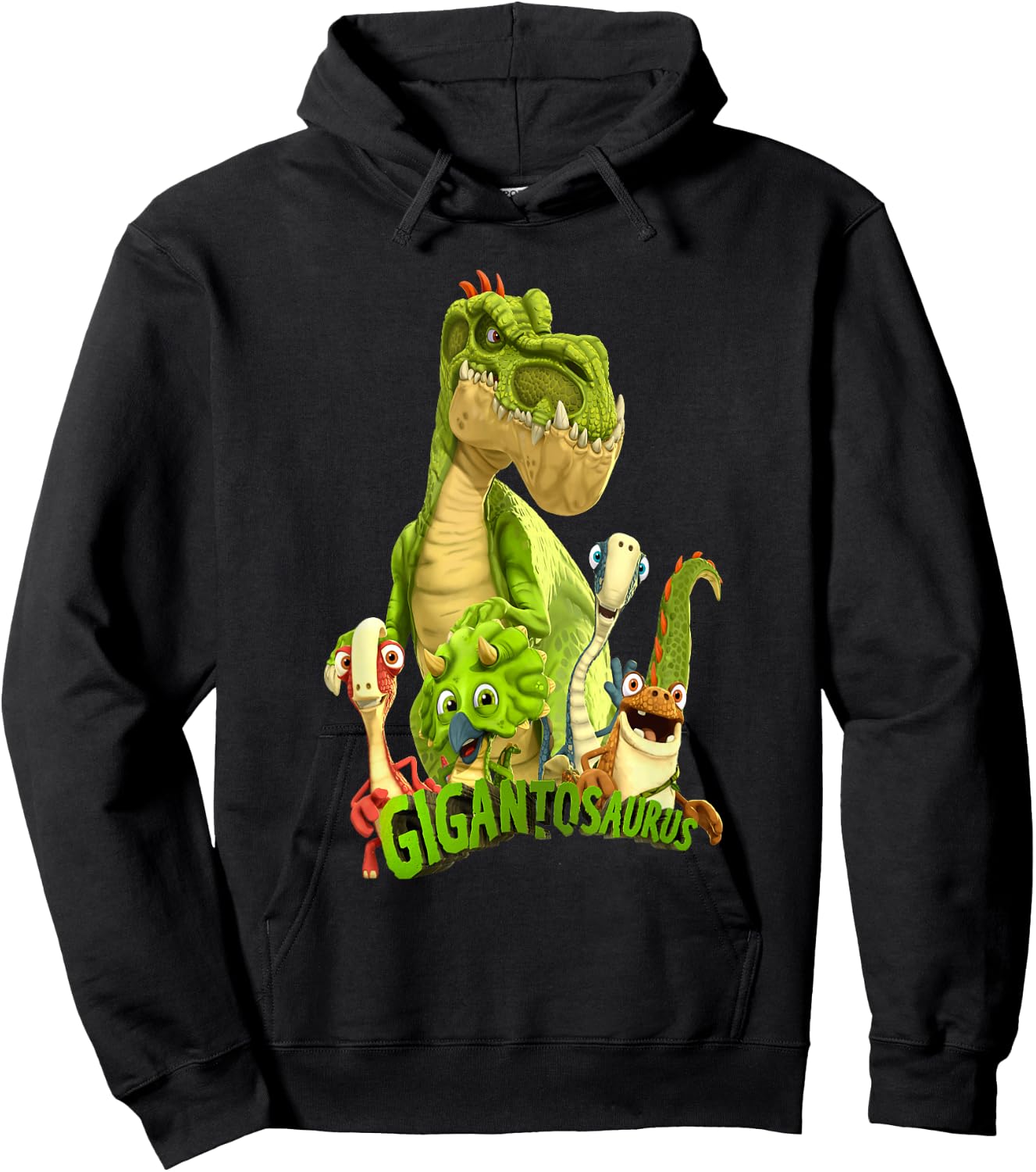 Gigantosaurus Logo with Giganto & The 4 Kid Dinos Hoodie - Hoodie | Black