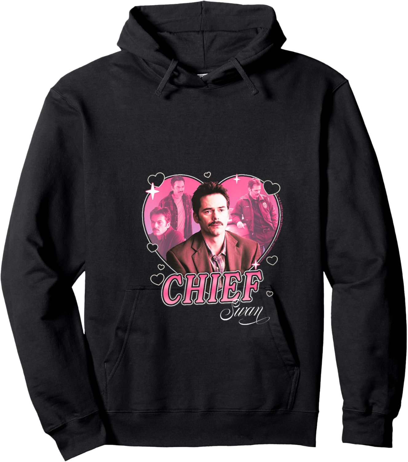 Women's Twilight Chief Charlie Swan Hearts Dad Crush Movie V-Neck Hoodie - Hoodie | Black