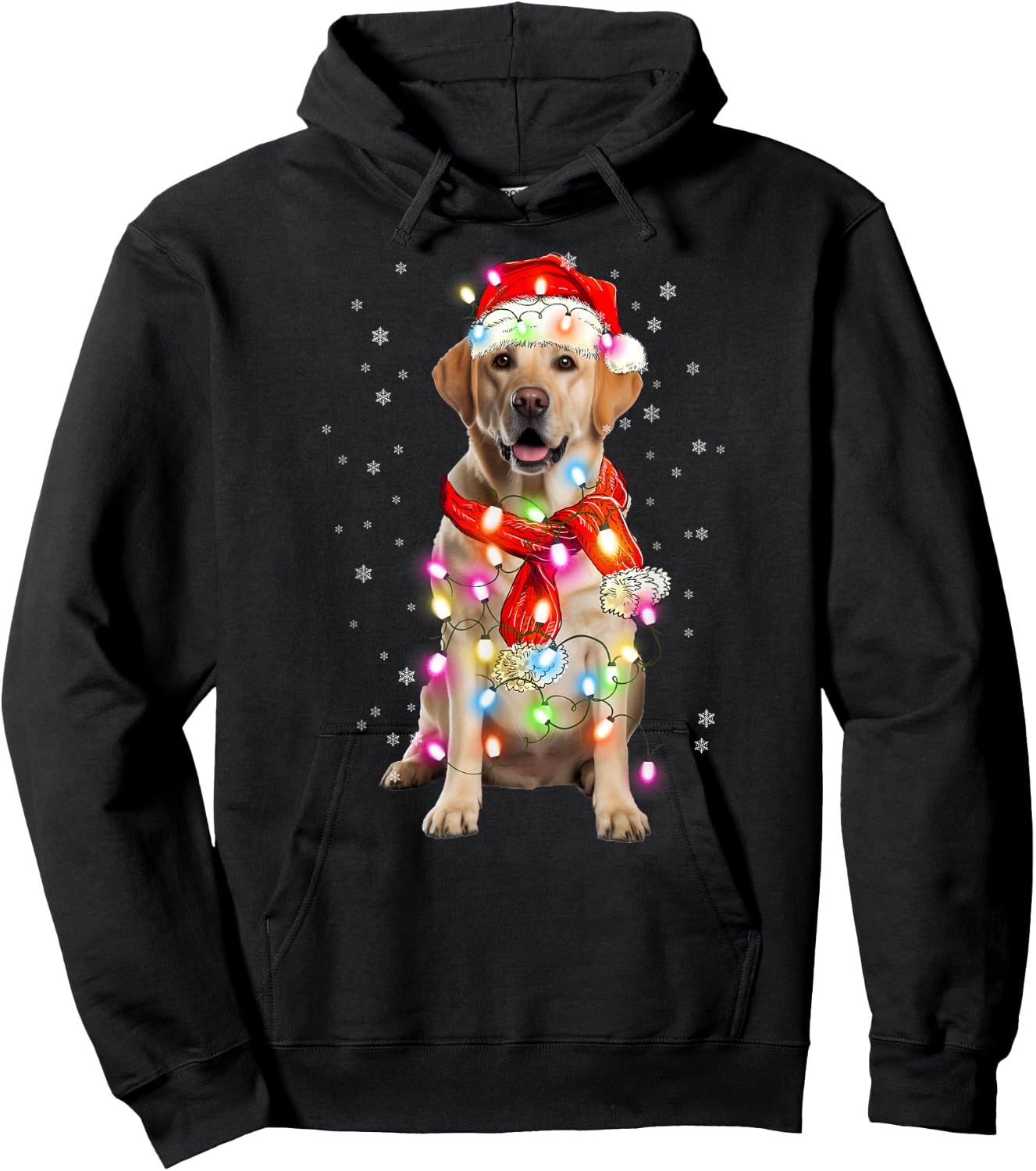 Labrador Retriever Dog Santa Clause Hat Xmas Christmas Hoodie - Hoodie | Black