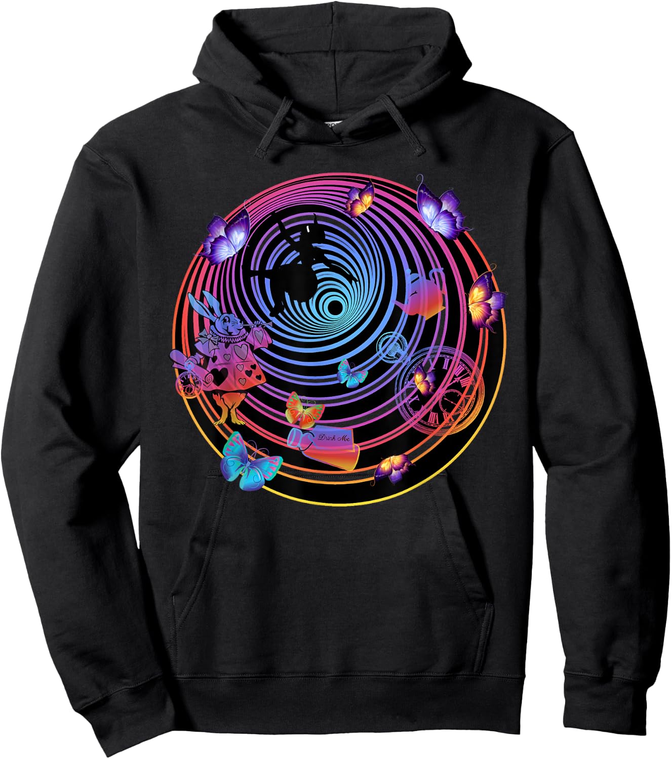 Down The Rabbit Hole - Alice In Wonderland T Shirt Design Hoodie - Hoodie | Black