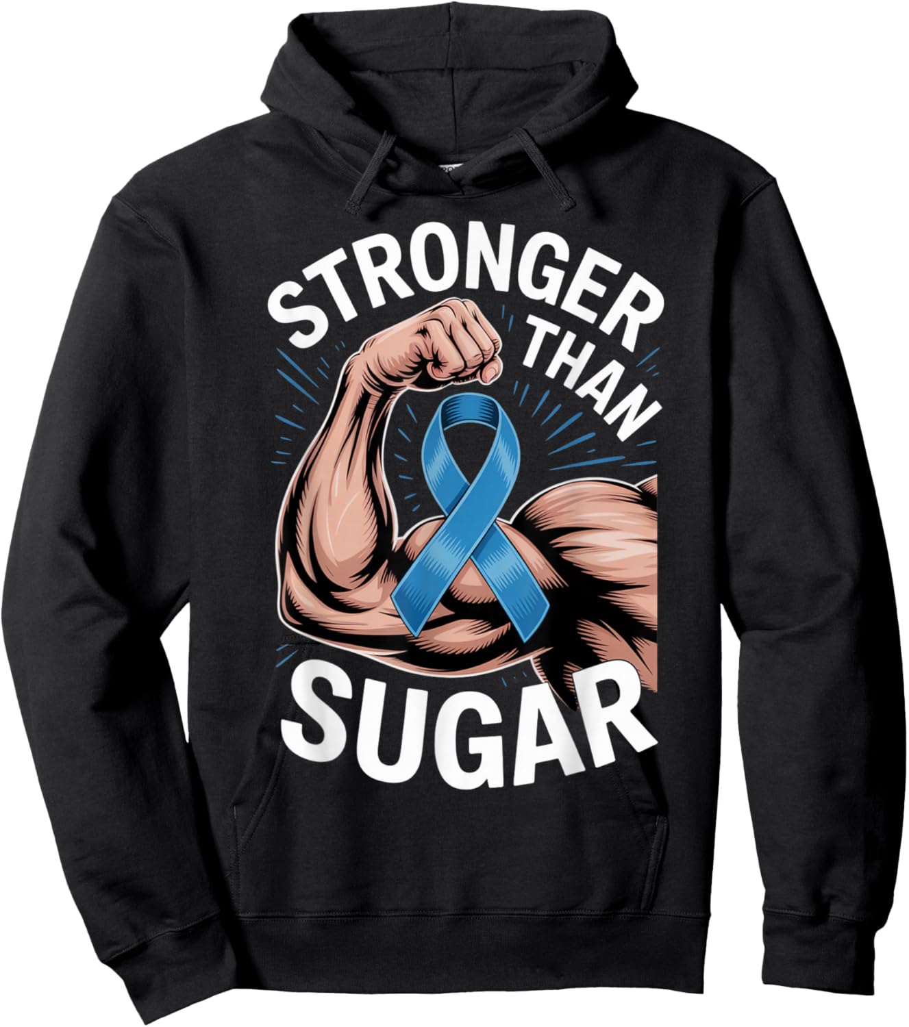 Workout Fitness Stronger Than Sugar Diabetes Awareness Crew Hoodie - Hoodie | Black