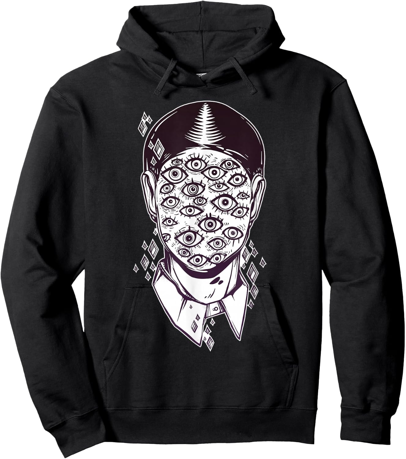 Dali Surreal - Noir Retro Eyes on Face Tattoo Art Hoodie - Hoodie | Black