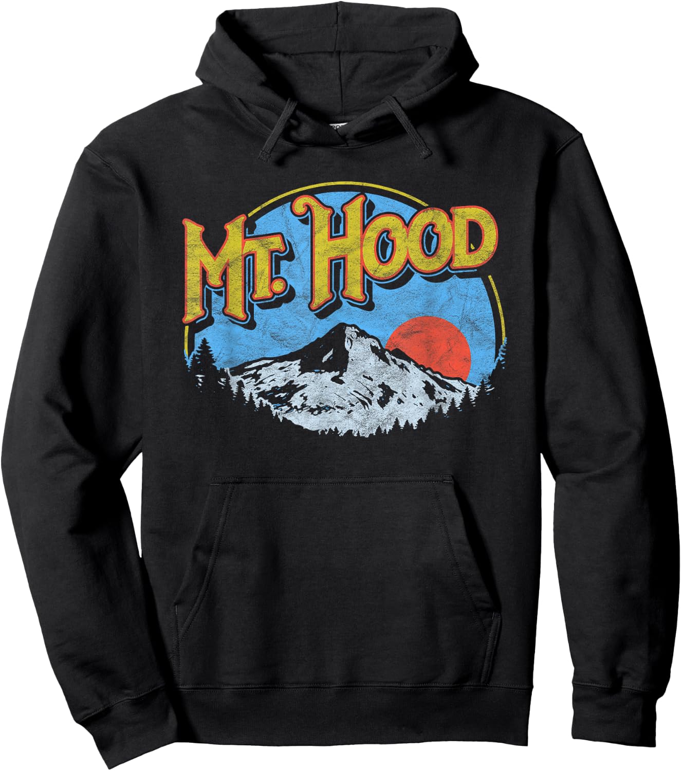 Vintage Mt Hood Oregon Nature & Outdoors Retro Graphic Hoodie - Hoodie | Black