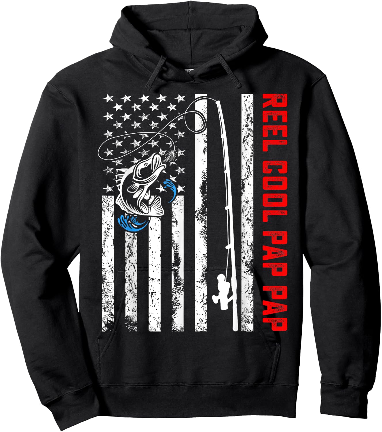 Reel Cool Pap Pap Shirt American Flag Fishing Birthday Gifts Hoodie - Hoodie | Black