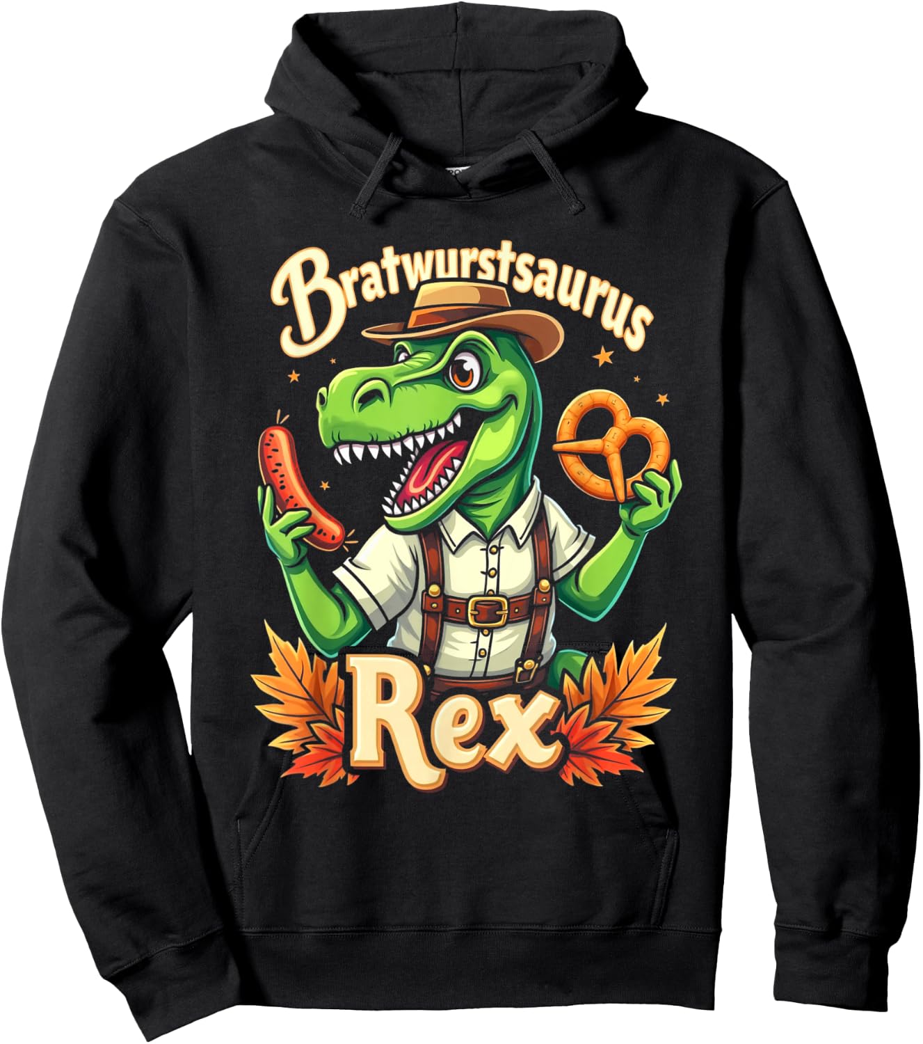 Funny Oktoberfest Dinosaur Lederhosen T-Rex Kids Hoodie - Hoodie | Black