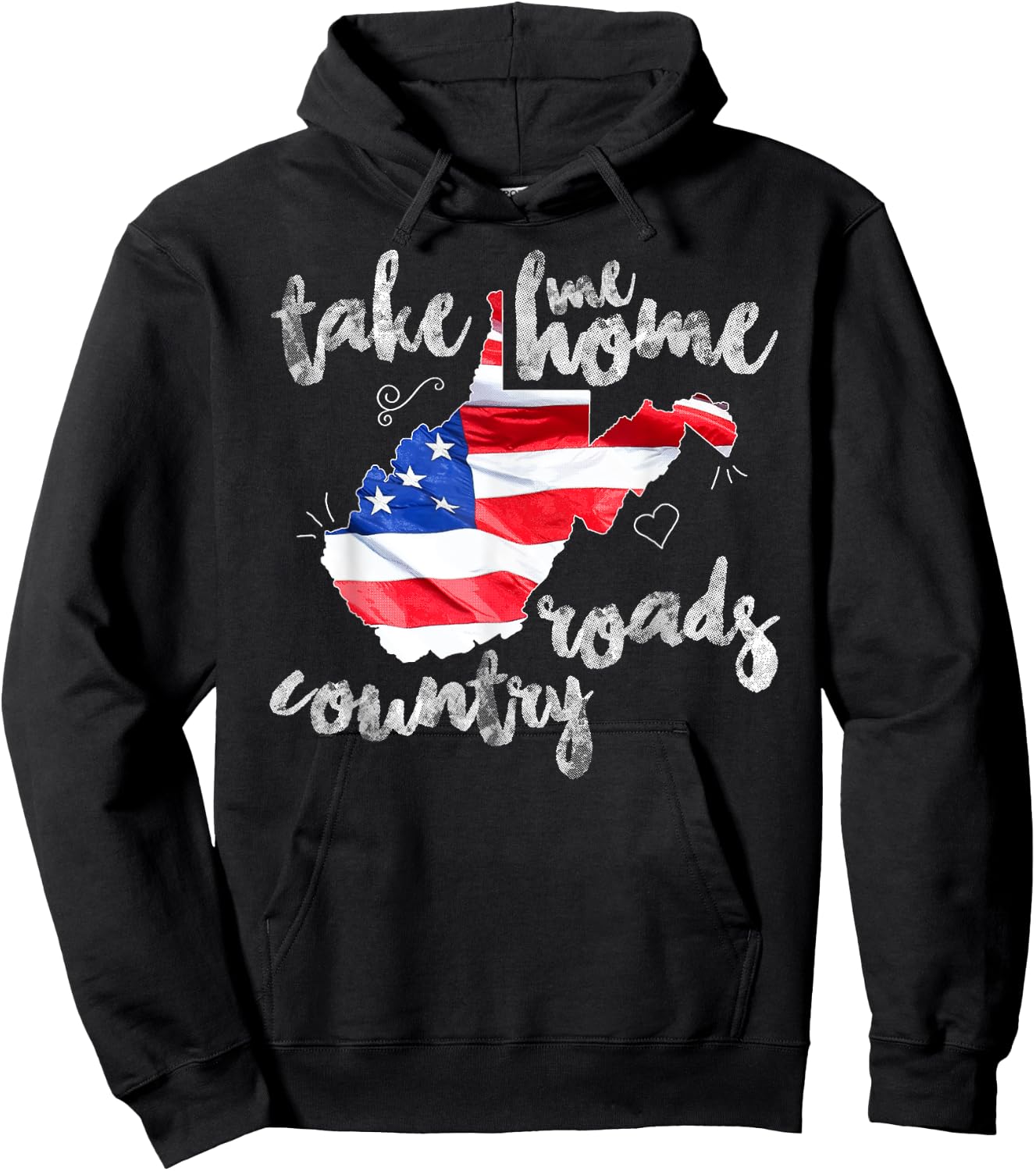 WV Country Roads Enlarged Version West Virginia Hoodie - Hoodie | Black