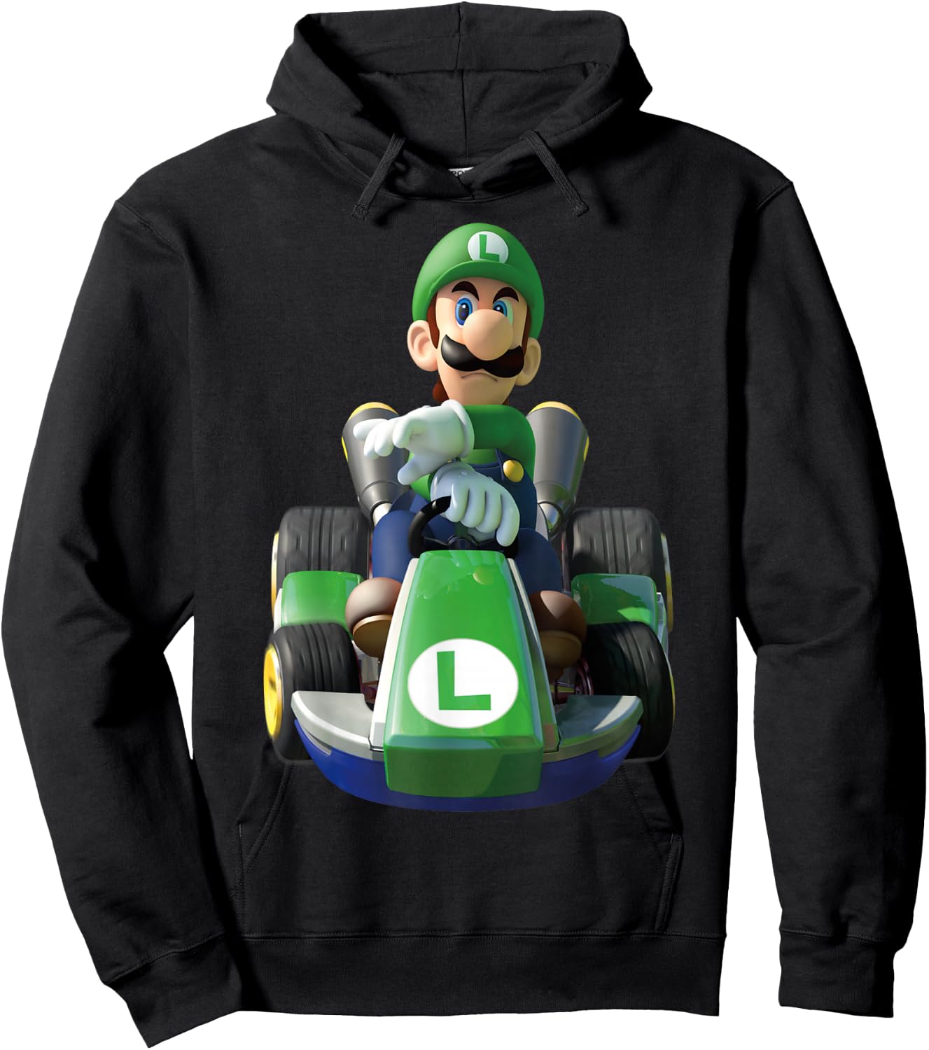 Nintendo Mario Kart Luigi Driving Fast Graphic Hoodie - Hoodie | Black