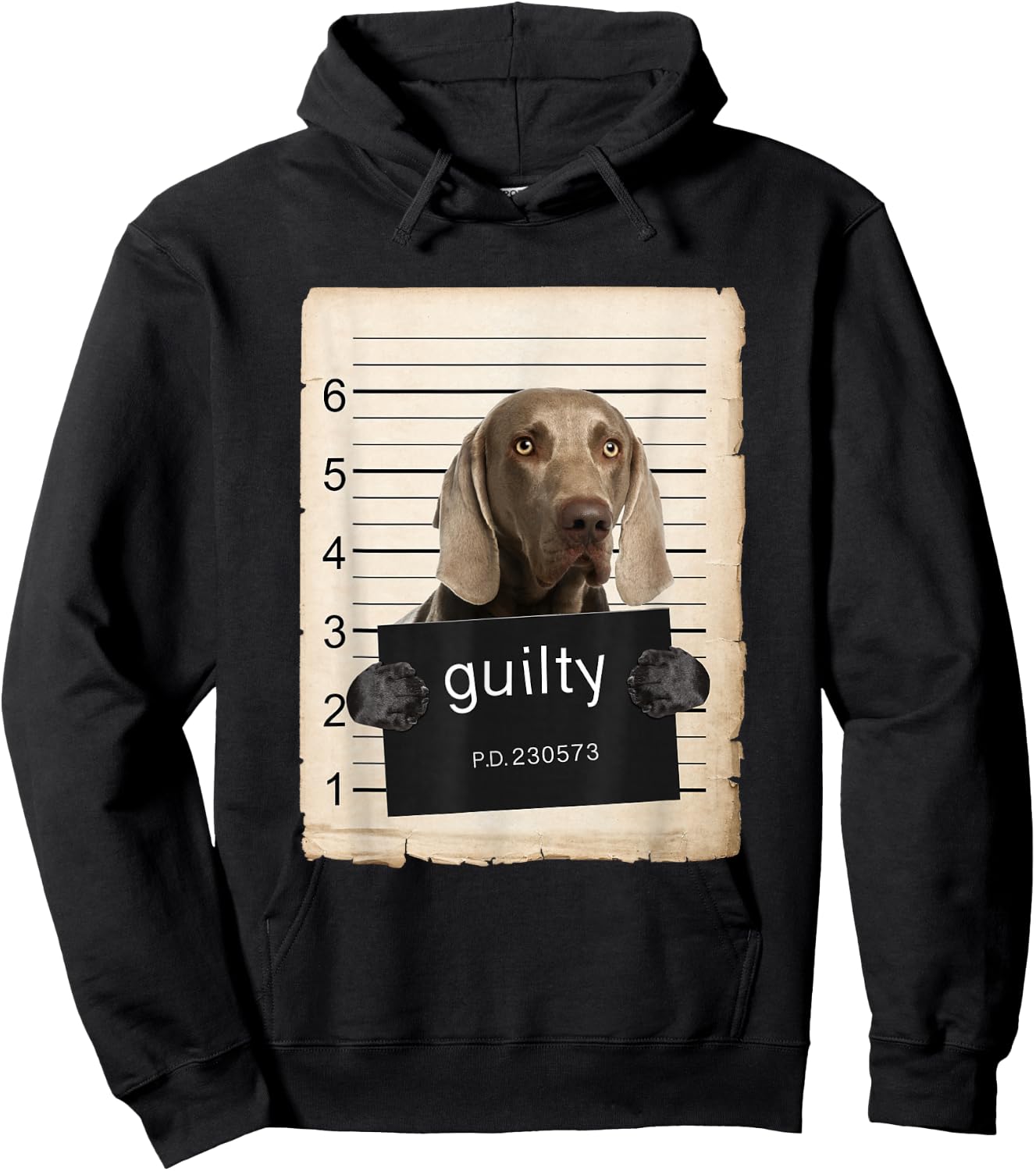 Weimaraner Dog Mug Shot Bad Dog Hoodie - Hoodie | Black