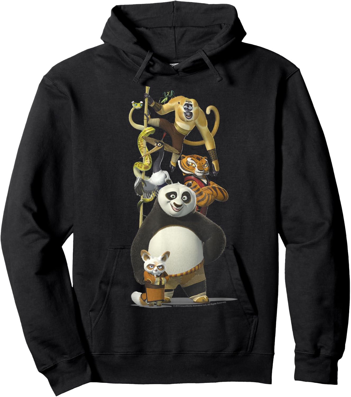 Kung Fu Panda Po and The Furious Five Portrait Hoodie - Hoodie | Black