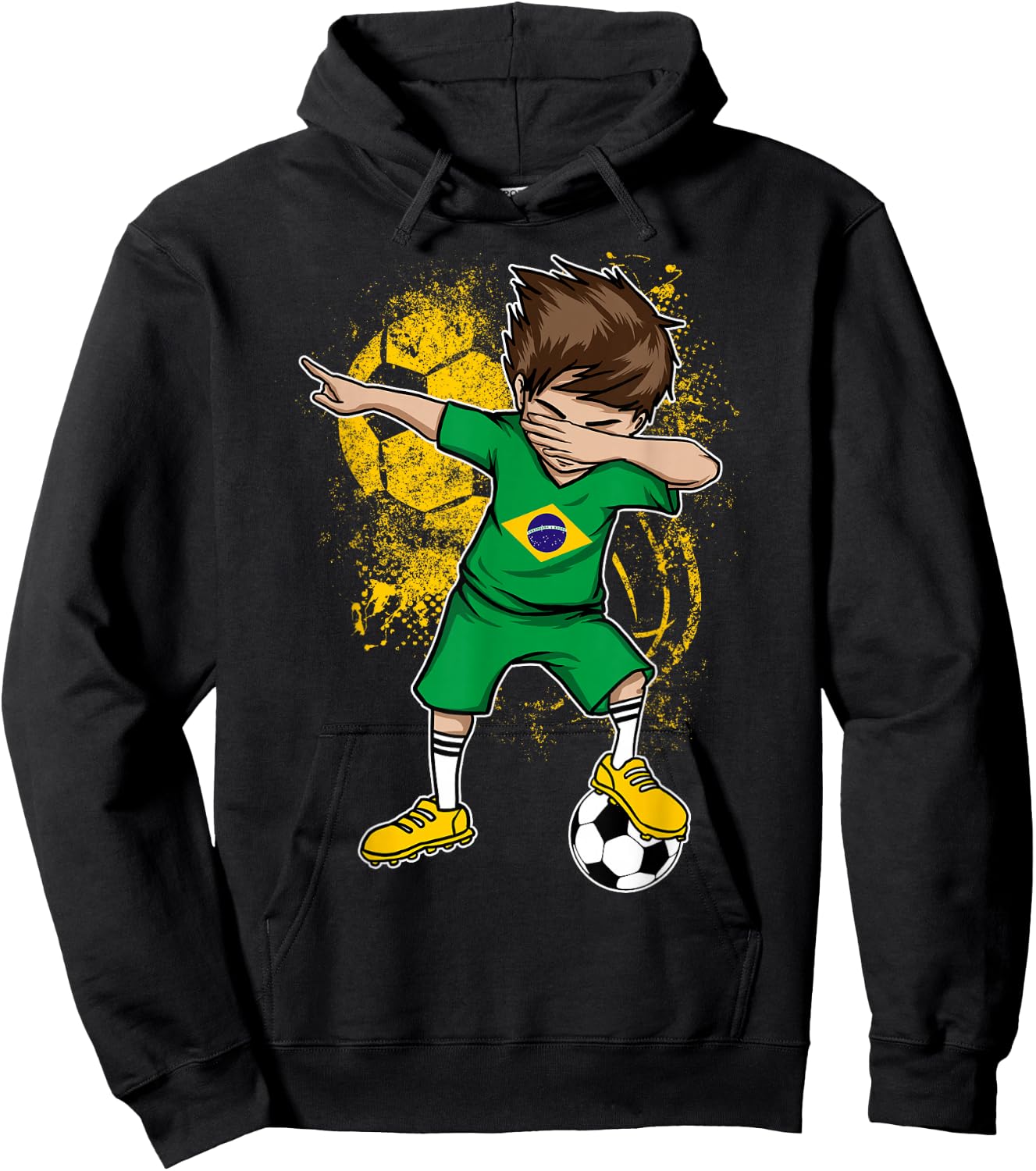 Dabbing Boy Brazil Soccer Shirt Jersey Brasil Football Hoodie - Hoodie | Black