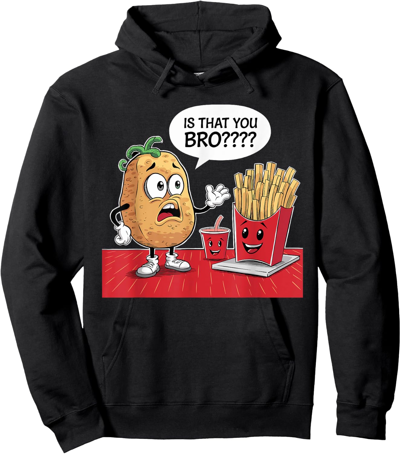 Potato Is That You Bro Funny French Fries Funny Vegetable Hoodie - Hoodie | Black