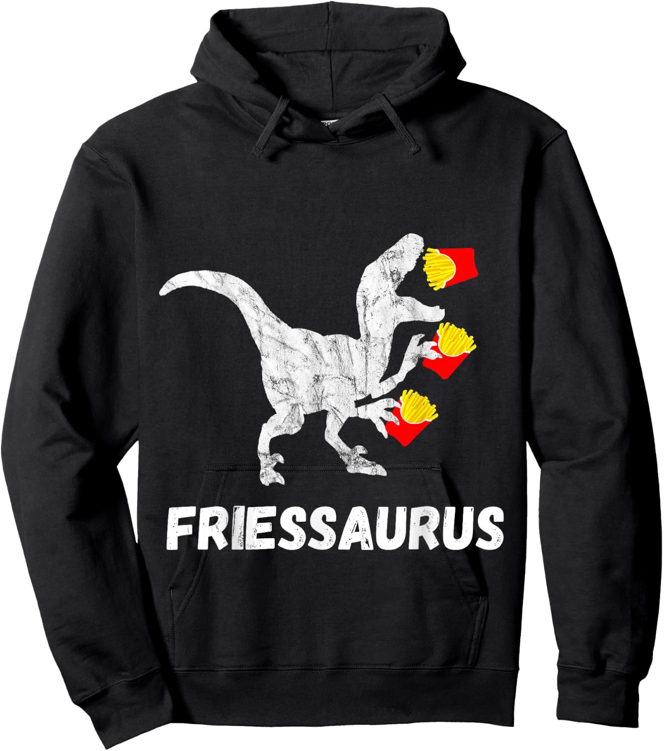 French Fries Saurus Potato Fry Dinosaur Fastfood T Rex Hoodie - Hoodie | Black