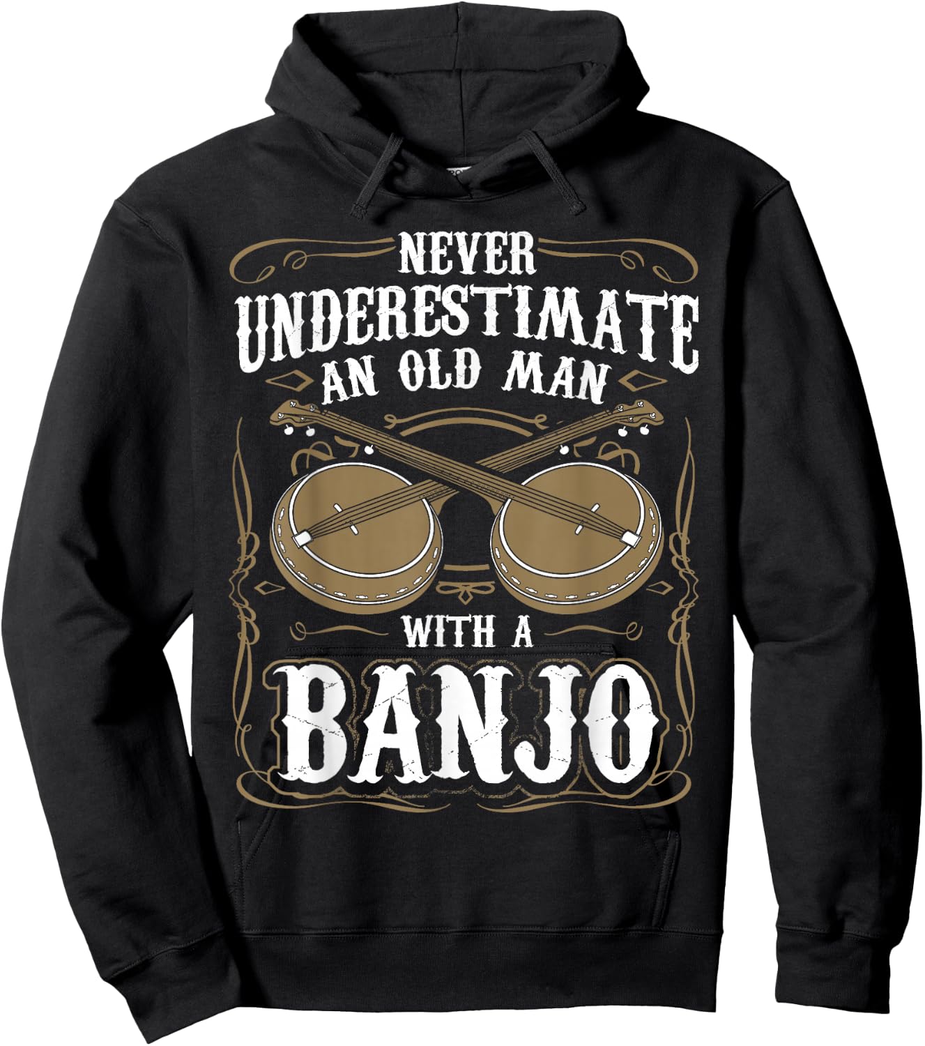 Never Underestimate An Old Man With A Banjo Player Hoodie - Hoodie | Black