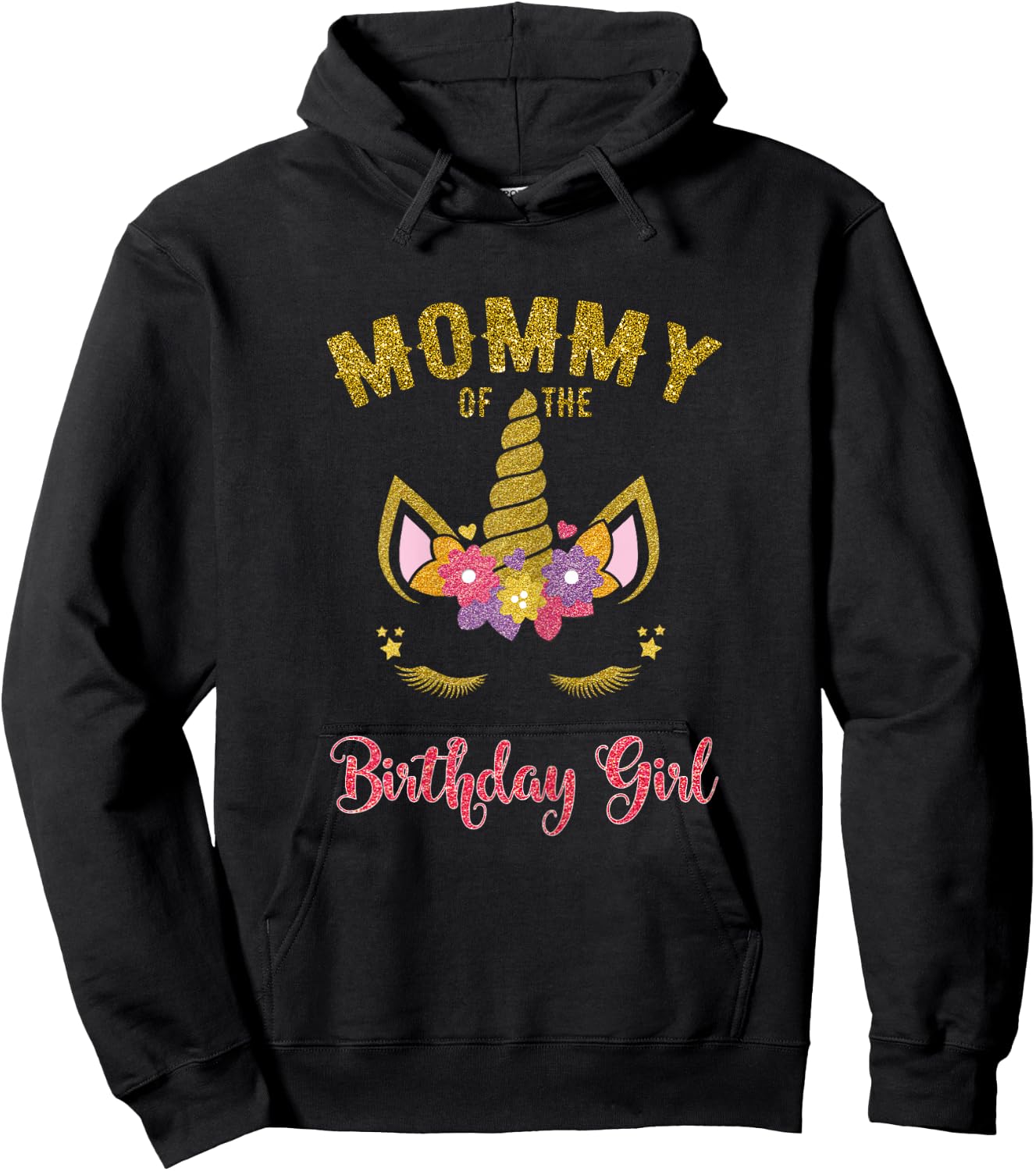 Mommy Of The Birthday Girl Unicorn Family Matching Hoodie - Hoodie | Black