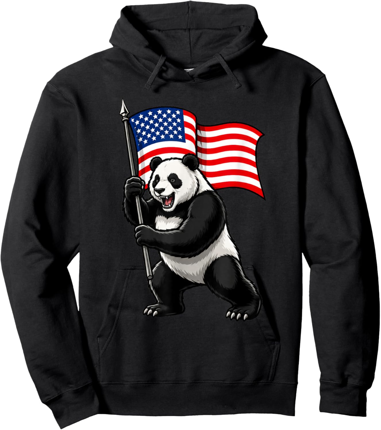 American Flag Panda Bear 4th of July Hoodie - Hoodie | Black