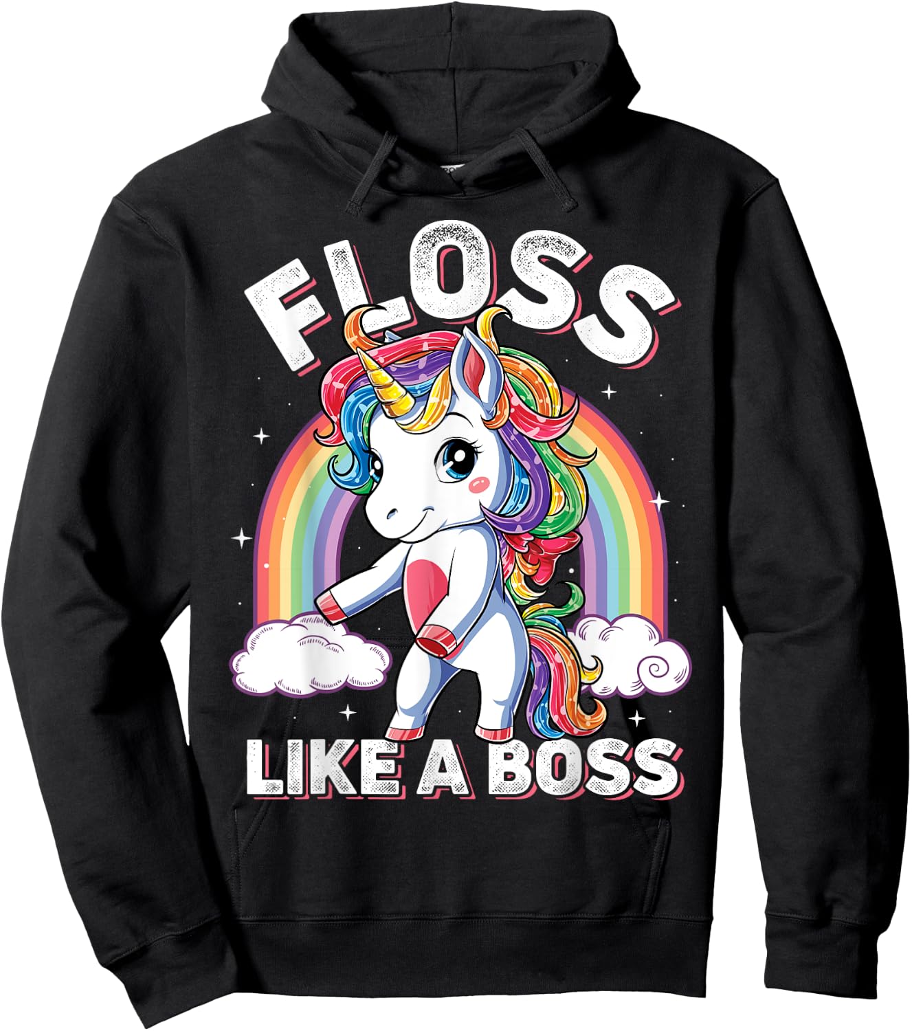 Unicorn Floss Like A Boss T shirt Girls Rainbow Flossing Hoodie - Hoodie | Black