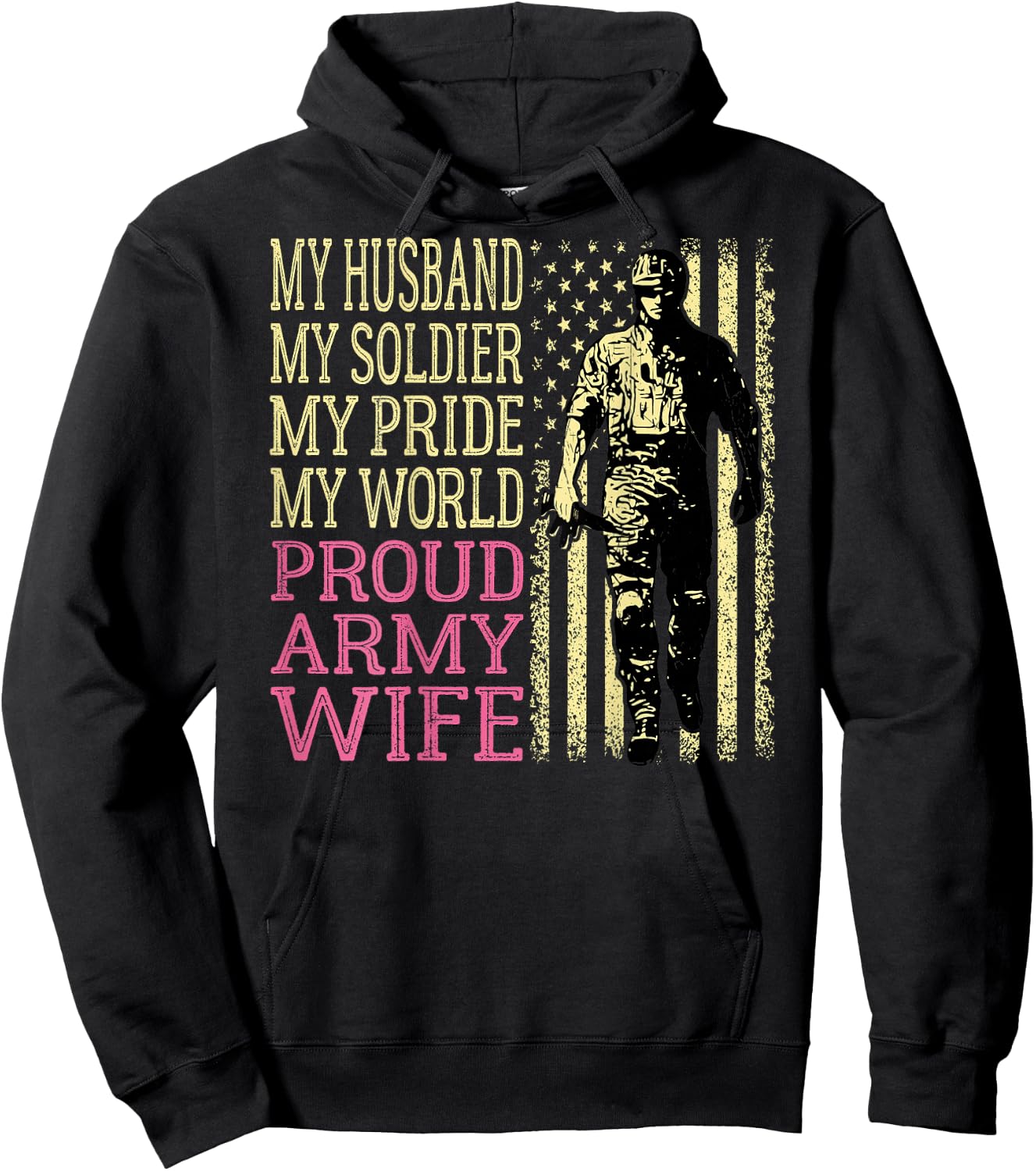 My Husband My Soldier Hero - Proud Army Wife Military Spouse Hoodie - Hoodie | Black