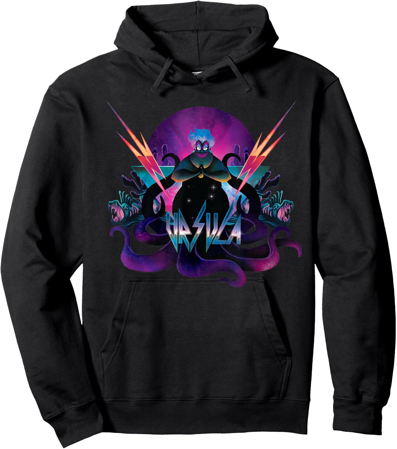 Disney Villains Ursula 90s Rock Band Neon Hoodie - Hoodie | Black