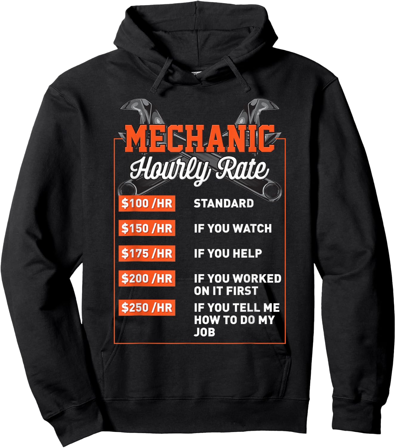 Mechanic Hourly Rate Shirt Mechanic Labor Rates Men's Hoodie - Hoodie | Black