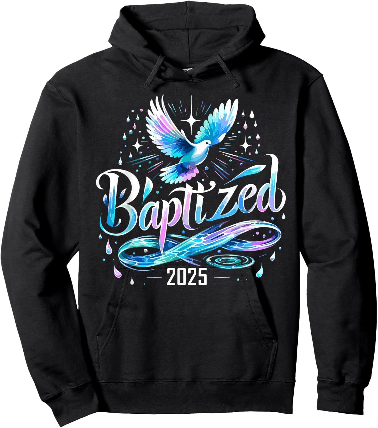Baptized 2025 Shirt Christian Water Baptism Church Group Hoodie - Hoodie | Black