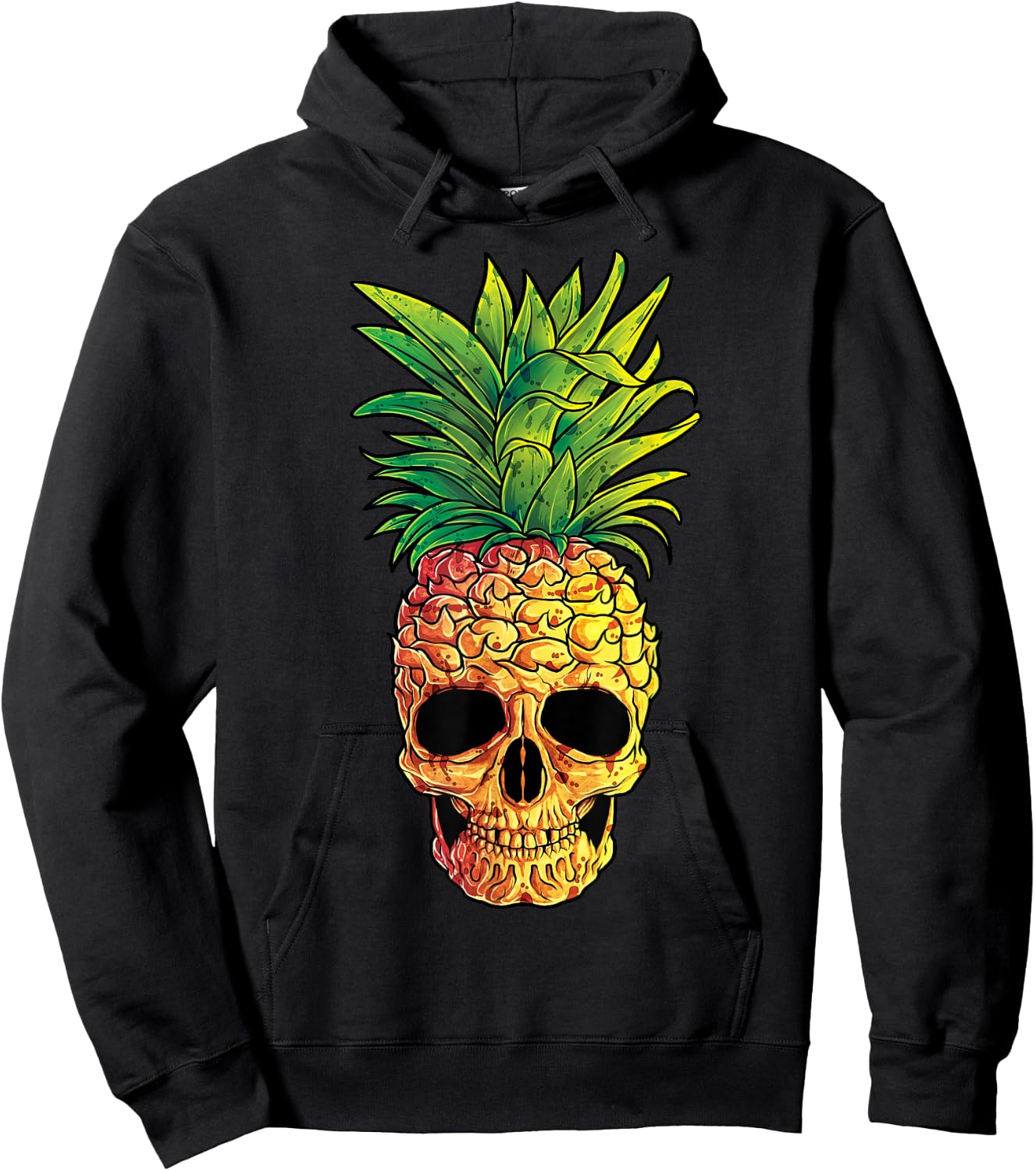 Pineapple Skull Aloha Beaches Hawaiian Hawaii Goth Summer Hoodie - Hoodie | Black