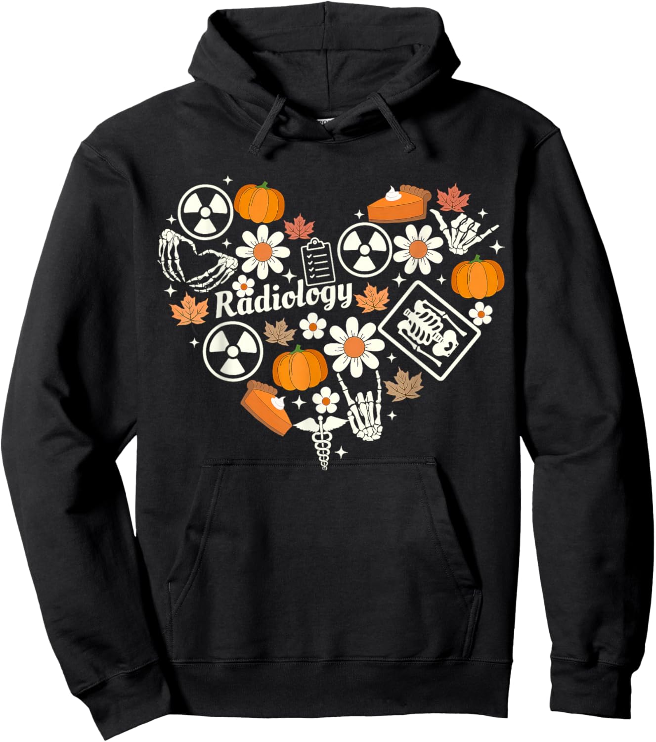 Radiology Fall Heart Xray Tech Autumn Pumpkin Thanksgiving Hoodie - Hoodie | Black