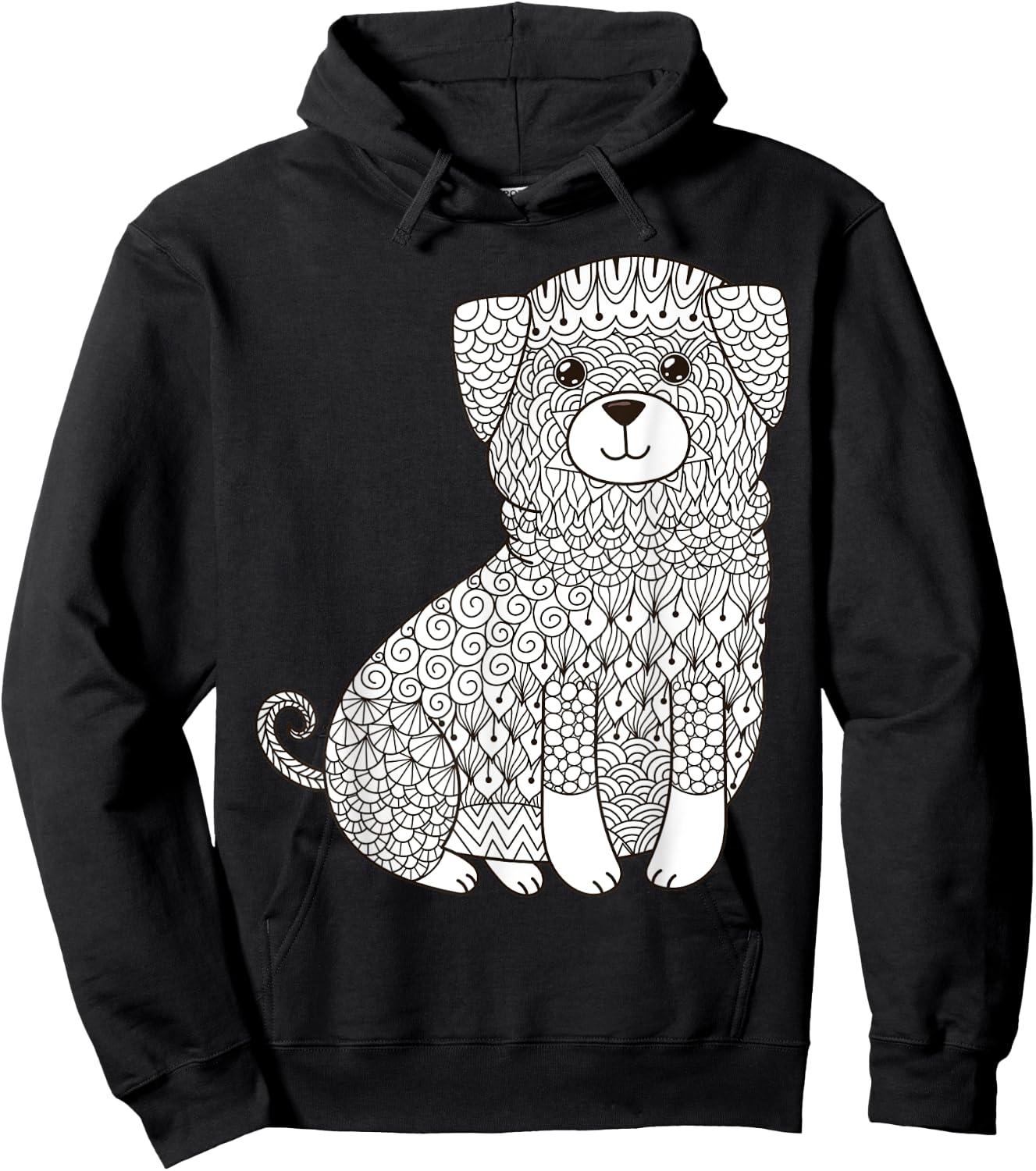 Lovable Mutt Dog - Color Your Own Colorific Design Women Kids Hoodie - Hoodie | Black