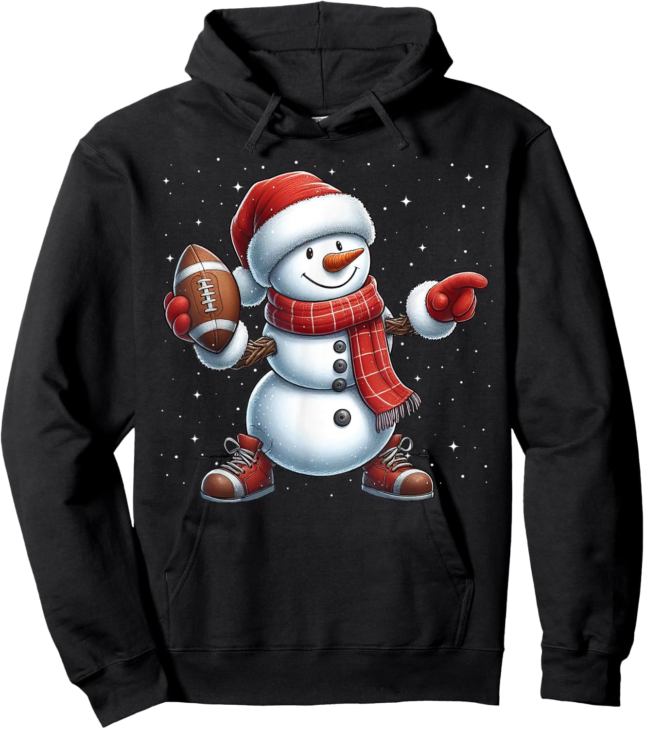 Snowman American Football Christmas Snow Boys Girls Kids Hoodie - Hoodie | Black