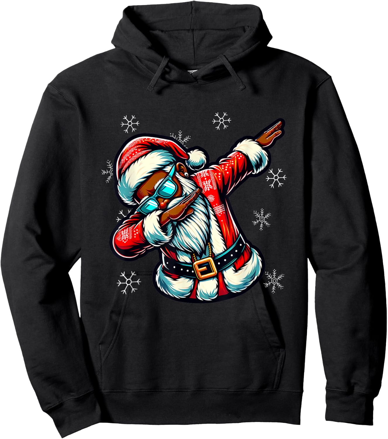Black African American Christmas Dabbing Santa Claus PJ Hoodie - Hoodie | Black
