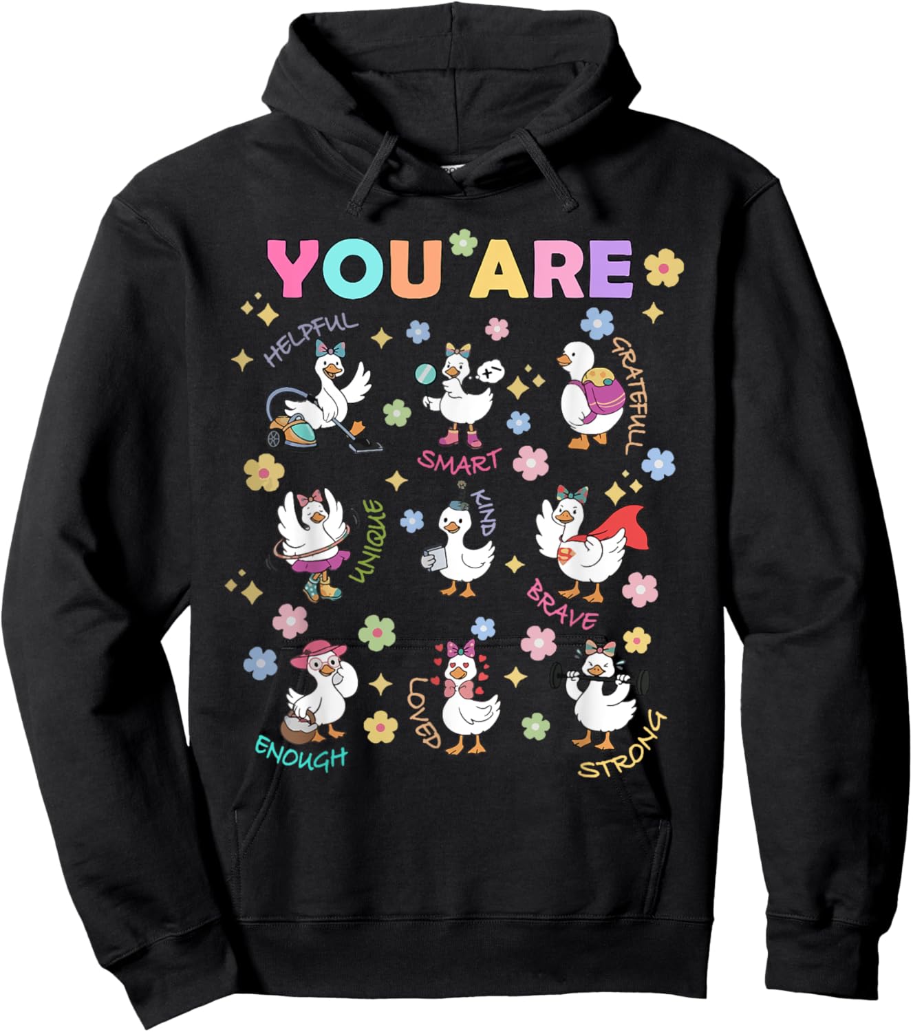 You are Smart Brave Strong Kind Loved Goose Teacher Kids Hoodie - Hoodie | Black